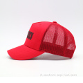 Cappellino per camionista sportivo rosso al 100% in mesh rossa